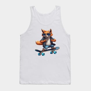 a fox riding a skateboard wearing sunglasses Tank Top
